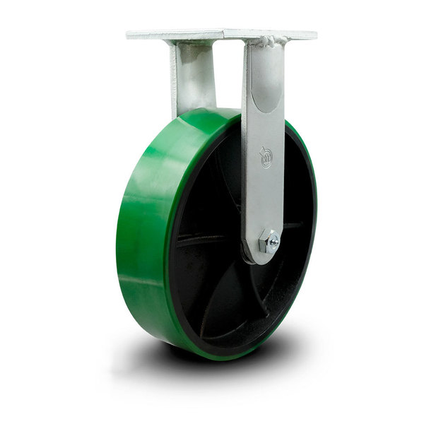 Service Caster 10 Inch Extra Heavy Duty Green Poly on Cast Iron Wheel Rigid Top Plate Caster SCC-KP92R1030-PUR-GB